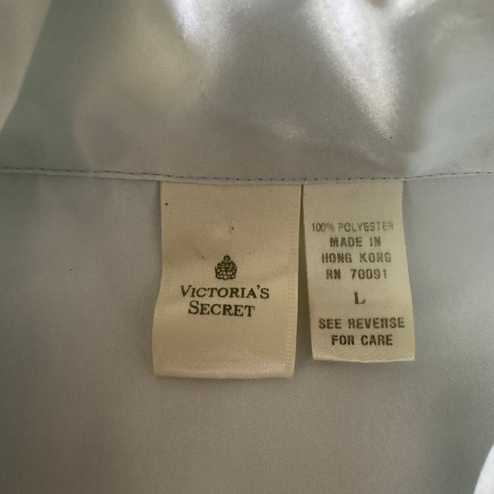 Vintage Victoria’s Secret Satin Pajama Set Ice Blue Y2K Loungewear L - Picture 3 of 9